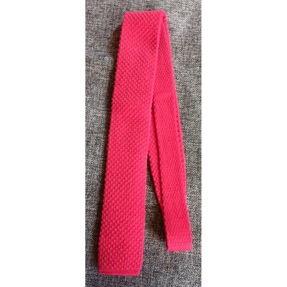 Tie 70s 80s 90s Y2K Mens Reine Schurwolle Wool Red Knit 2 Wide 52 Long